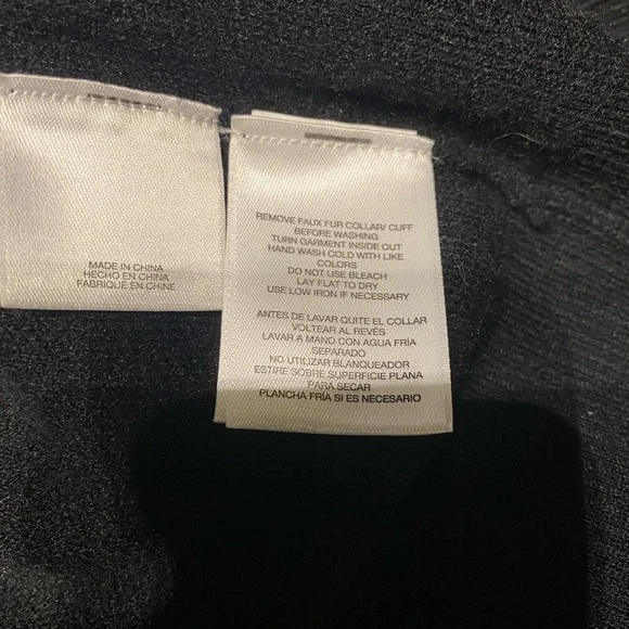 Ann Klein Elegant Black Fur-Collar Jacket L - Picture 7 of 7